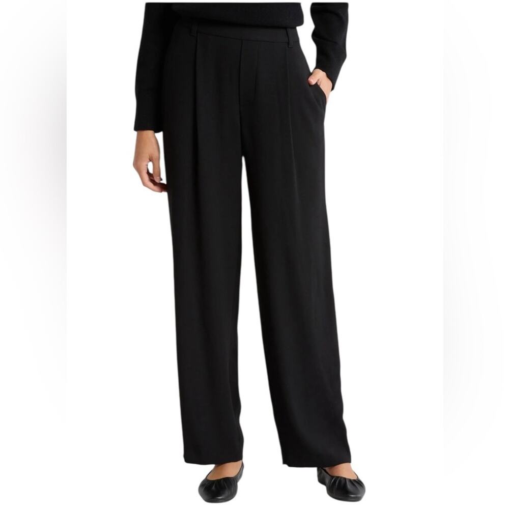 NWT Vince Straight Leg Pull on Pants Black sz M Lyocell Linen Blend